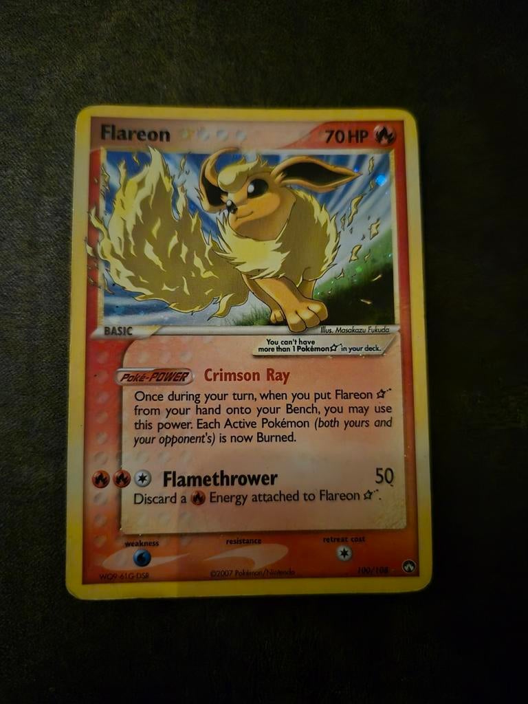 Pokémon Flareon Gold Star 102/108 EX Power Keepers, Ophalen of Verzenden, Zo goed als nieuw, Losse kaart, Foil