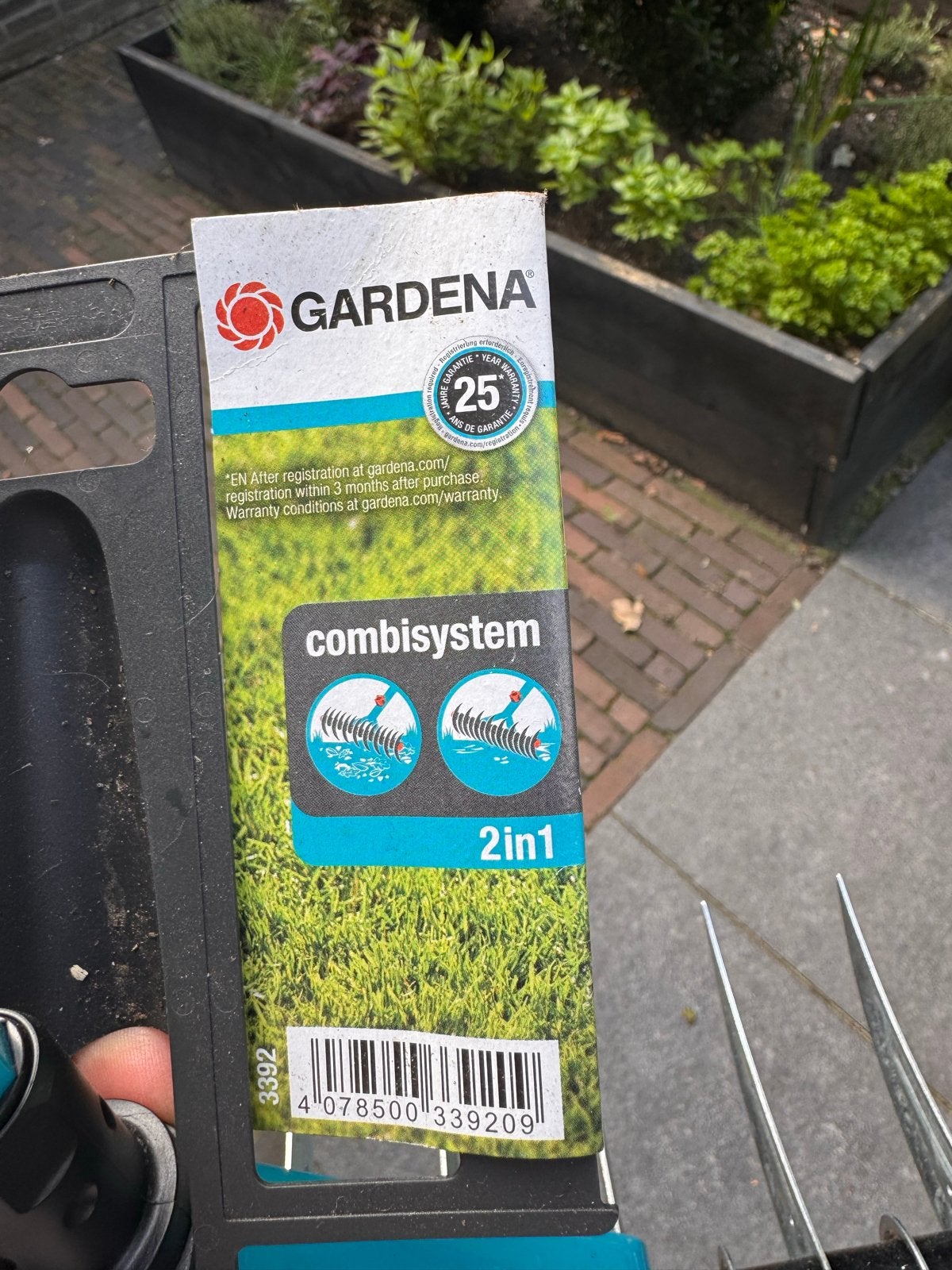 Gardena Combisystem verticuteerhark 35 cm, Ophalen of Verzenden, Zo goed als nieuw, Hark
