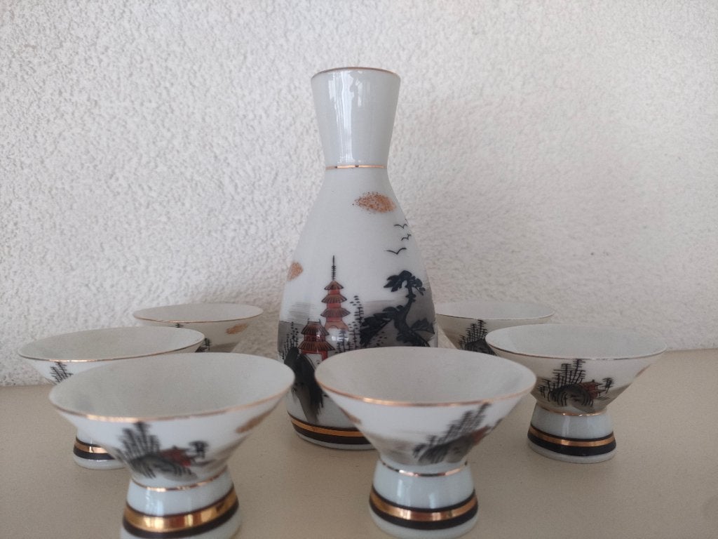 Vintage Japanse Sake set, Ophalen, Glas, Overige stijlen