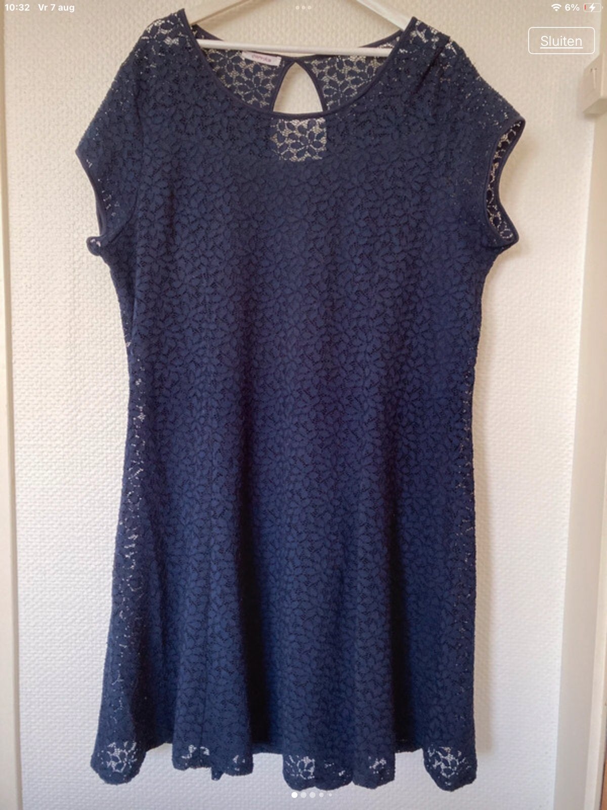 Paprika Donkerblauwe Kanten Jurk Maat XXL, Maat 46/48 (XL) of groter, Zo goed als nieuw, Onder de knie, Verzenden