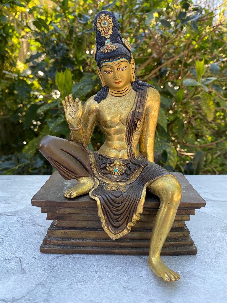 Bodhisattva beeld – Brons – Goldface – 20 cm, Ophalen of Verzenden, Beeld