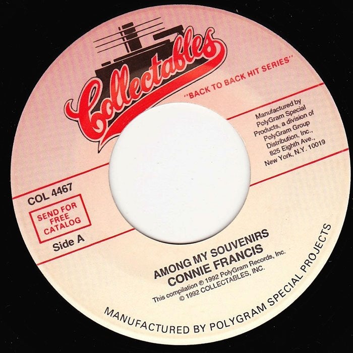Connie Francis - Among My Souvenirs 7", Ophalen of Verzenden, Zo goed als nieuw, 7 inch, Country en Western