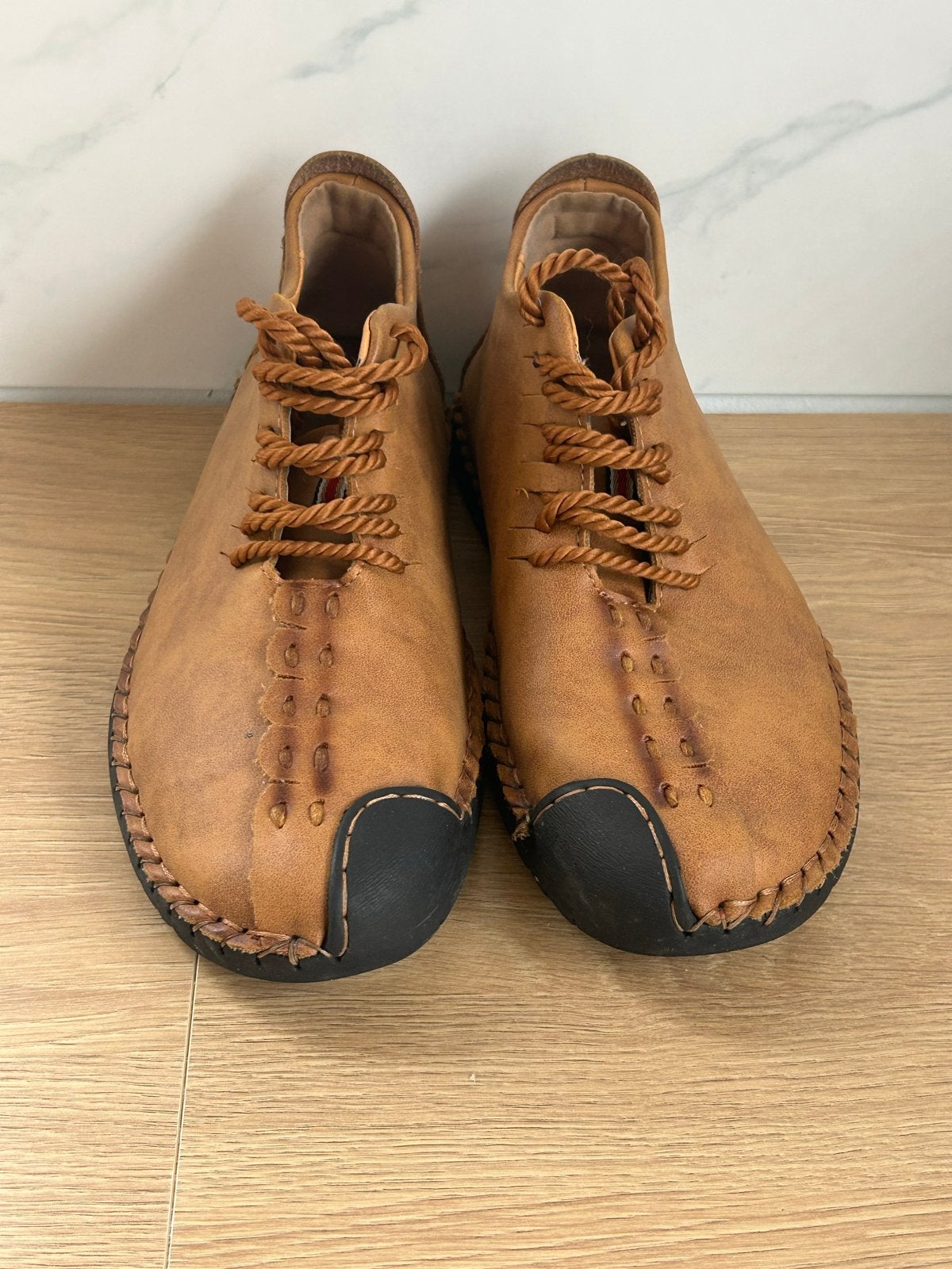 Handgemaakte Leren Veterschoenen - maat 40, Ophalen of Verzenden, Zo goed als nieuw, Bruin, Veterschoenen