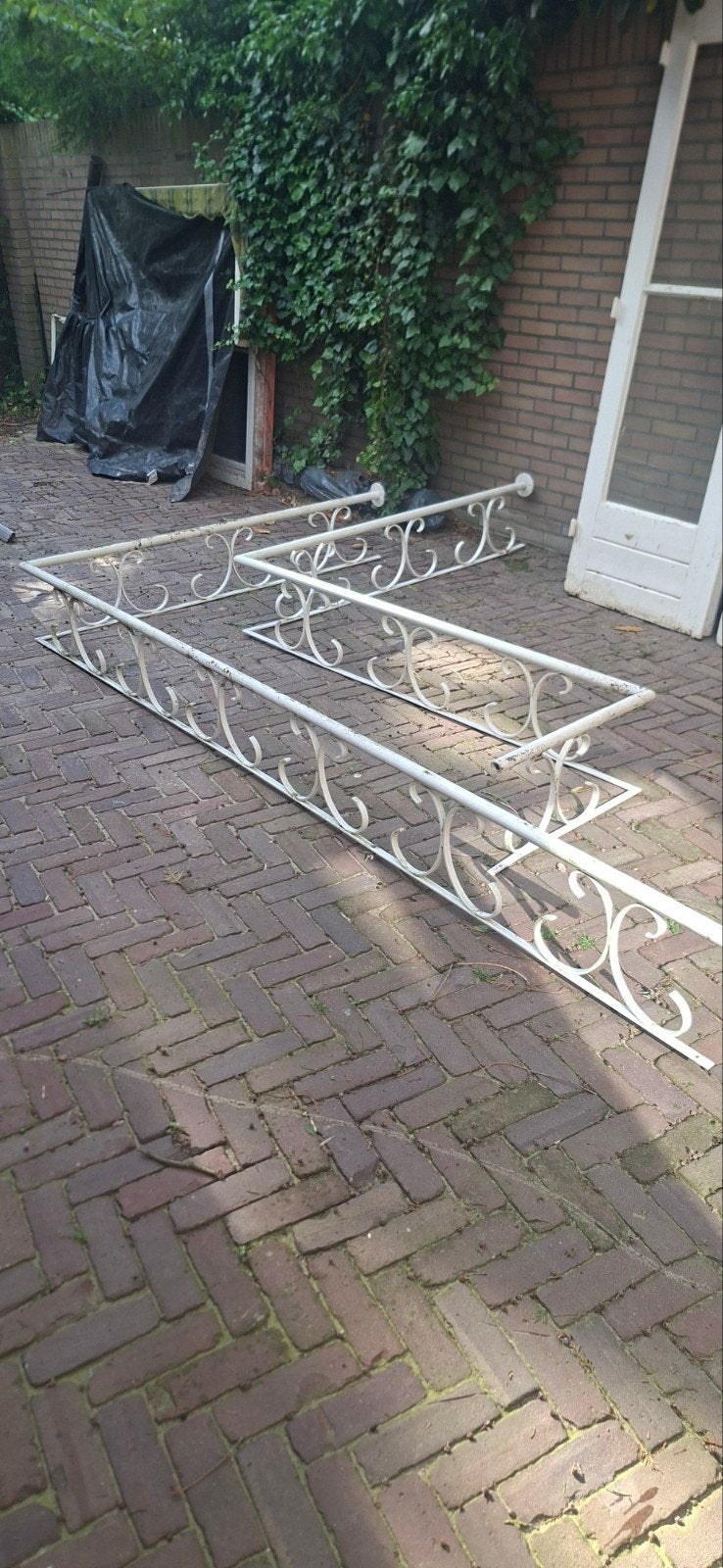 Metalen hekwerk/balustrade - wit, decoratief, Ophalen, Gebruikt
