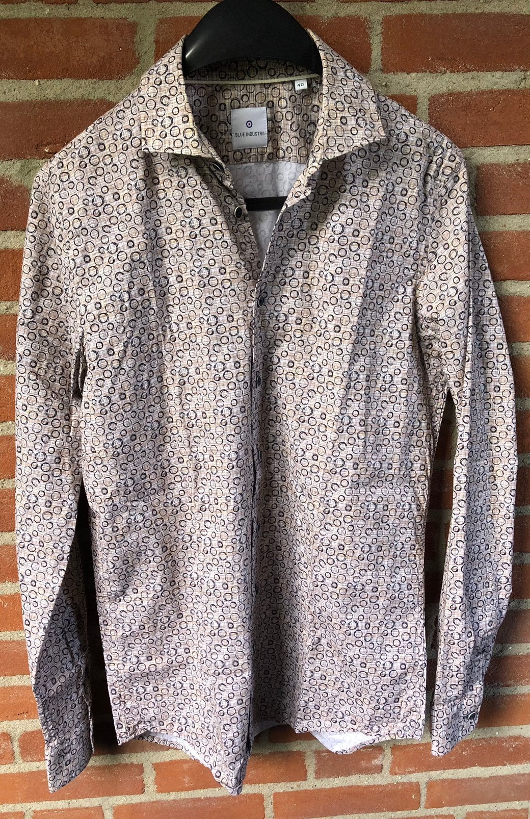 Nieuw Blue Industry overhemd Hals 40 Katoen Cirkelprint, Kleding | Heren, Overhemden, Ophalen of Verzenden, Nieuw, Beige, Halswijdte 39/40 (M)