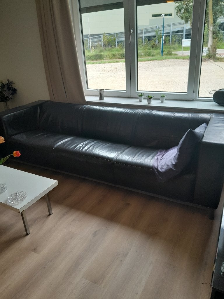 3 mooie zwarte 3 zits banken van stevig leer., Huis en Inrichting, Banken | Bankstellen, Ophalen, Driepersoons, Zo goed als nieuw