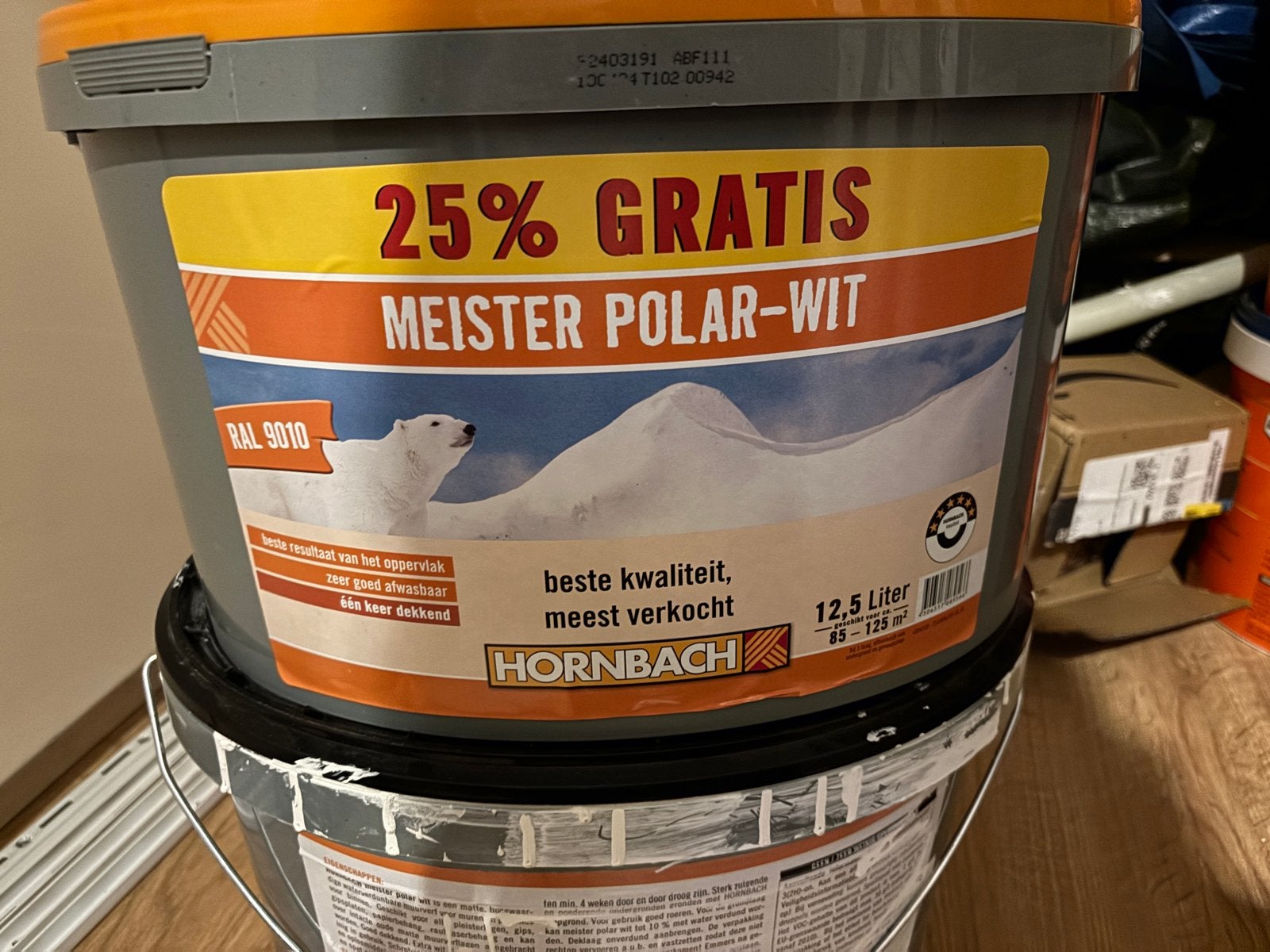 3x Meister Polar-Wit Muurverf RAL 9010 - 12,5L Ongebruikt, Doe-het-zelf en Verbouw, Ophalen, Nieuw, Overige typen