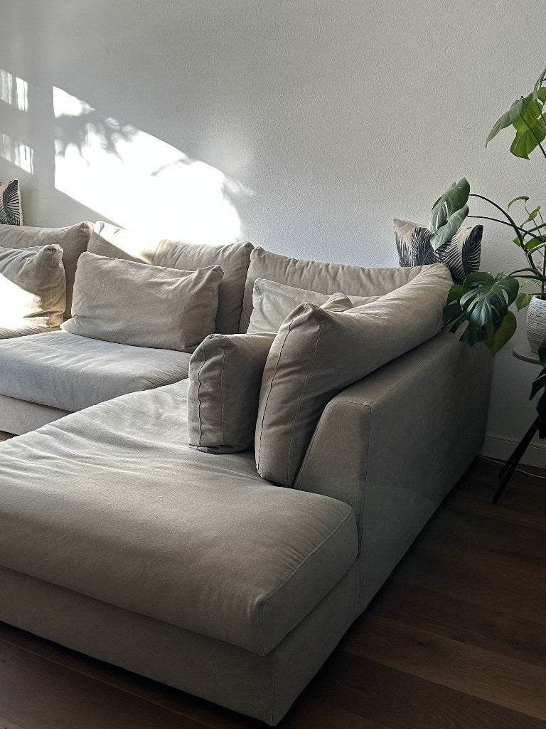 Prachtige zandkleurige loungebank / hoekbank IZGS!, Huis en Inrichting, Ophalen of Verzenden, Gebruikt, Stof, Loungebank, Hoekbank, Modern