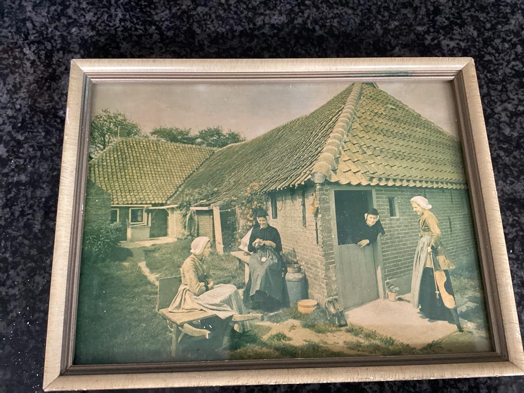 Oude foto in lijst: Hollands landelijk tafereel, Ophalen of Verzenden, Zo goed als nieuw