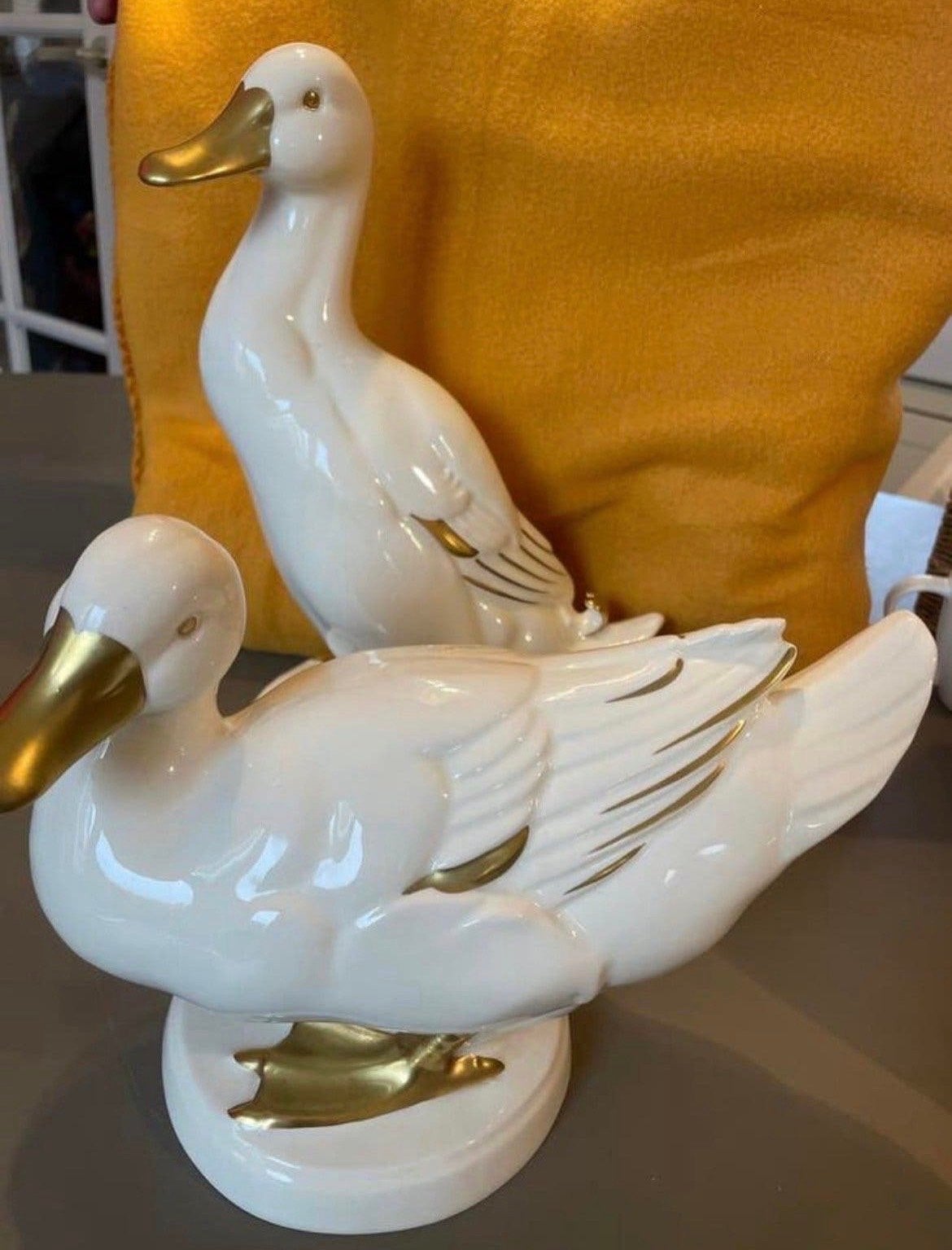 Goebel Porseleinen Eenden - Wit met Gouden Accenten, Ophalen of Verzenden