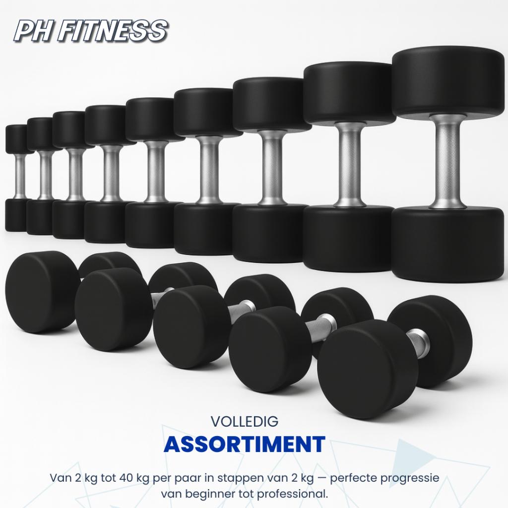 LAAGSTE PRIJS Ronde Round PU Dumbbells 2KG | 2-20KG / 2-30KG, PH Fitness, Nieuw, Ophalen of Verzenden, Info@phfitness.nl