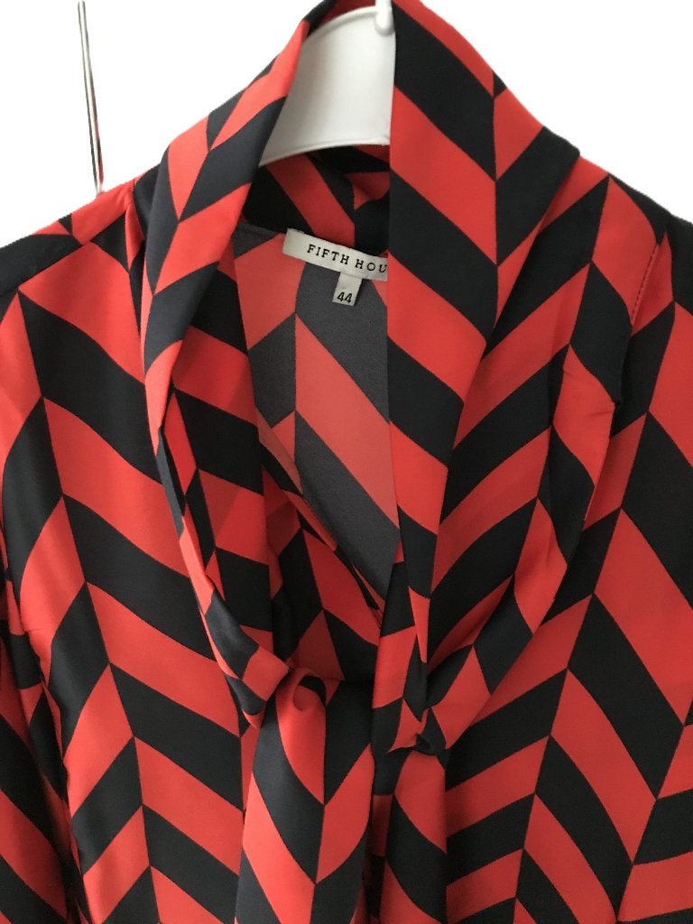 Fifth House Nikkie Plessen blouse Rum 44 rood blauw satijn, Verzenden, Maat 42/44 (L), Zo goed als nieuw, Fifth House