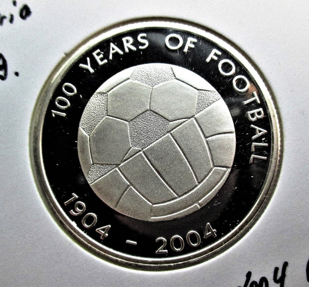 Liberia, 10 dollars, 2004 100 years of football, Postzegels en Munten, Munten | Afrika, Verzenden, Overige landen, Zilver