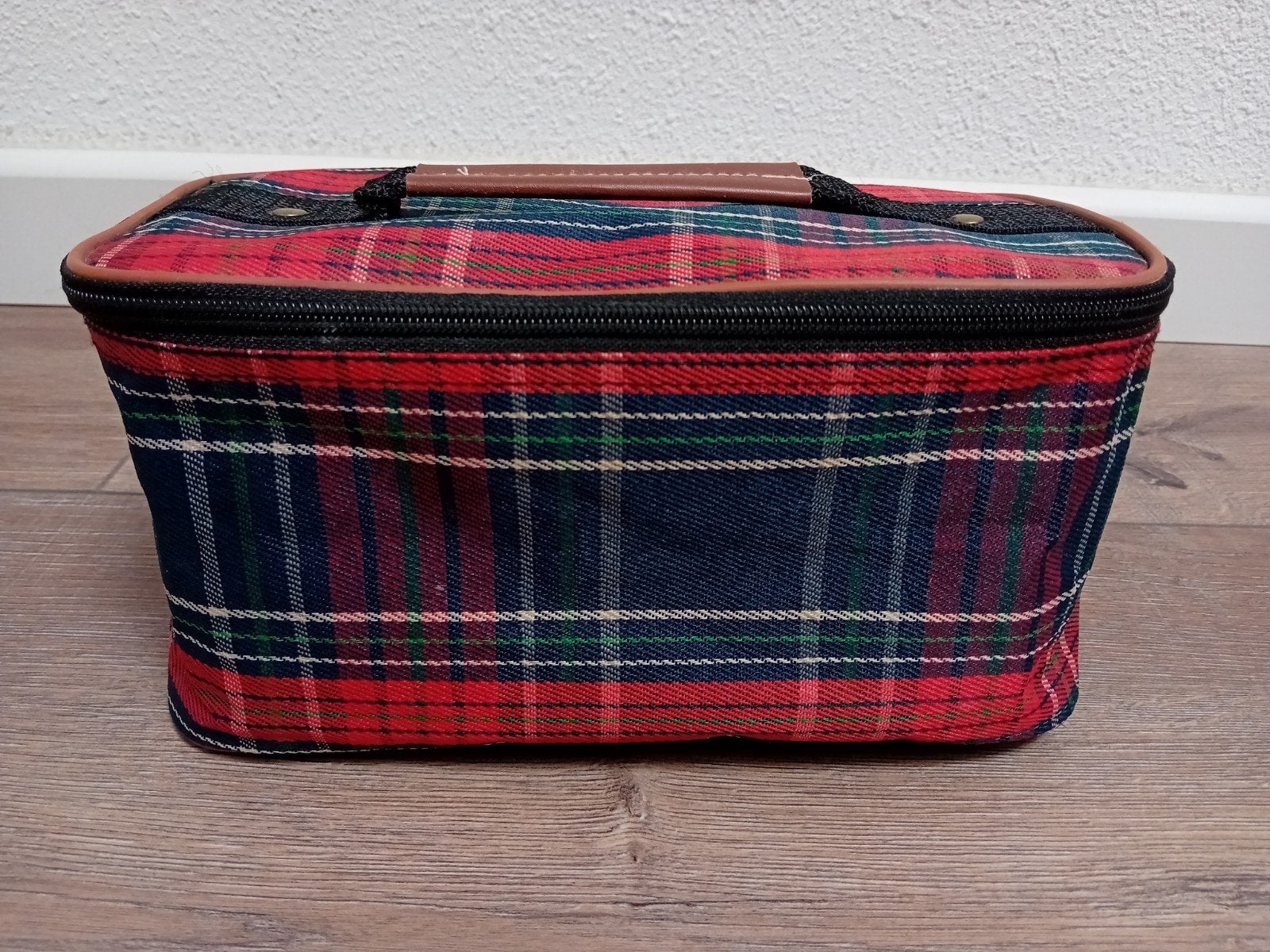 Schotse Ruit Toilettas/Make-up Tas - Rood/Blauw/Groen, Ophalen of Verzenden, Gebruikt, Rood, Softcase