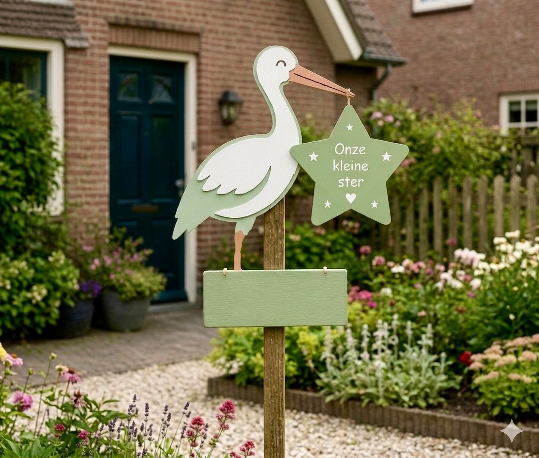 Geboortebord Exclusief Ooievaar | Premium Ontwerp, Ophalen of Verzenden, Nieuw, Geboortebord