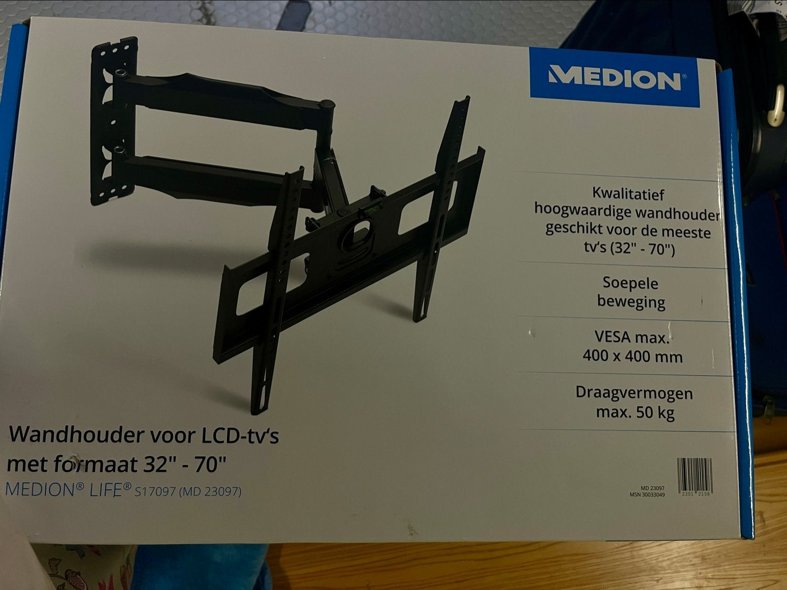 Medion TV Wandhouder 32-70 inch, Max 50kg, VESA 400x400, Ophalen, Nieuw