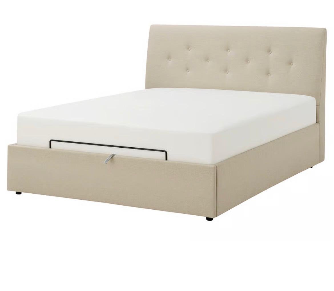 IKEA IDANÄS King Size Bed Frame, Ophalen, Beige, Tweepersoons, Zo goed als nieuw