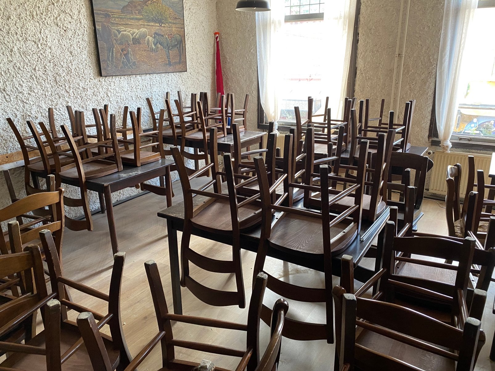 houten stoelen, Ophalen, Gebruikt, Bruin, Vijf, Zes of meer stoelen