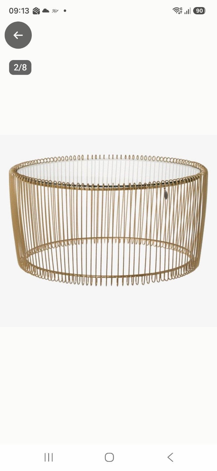 Riverdale Rocco salontafel glas/ goud, Ophalen, Rond, Minder dan 50 cm, 50 tot 100 cm