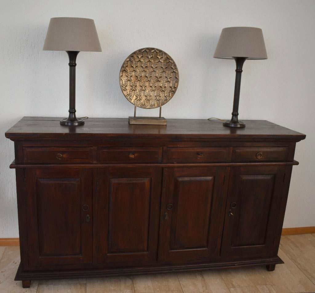 Dressoir koloniaal teakhout donkerbruin, Ophalen, 50 tot 75 cm, Teakhout