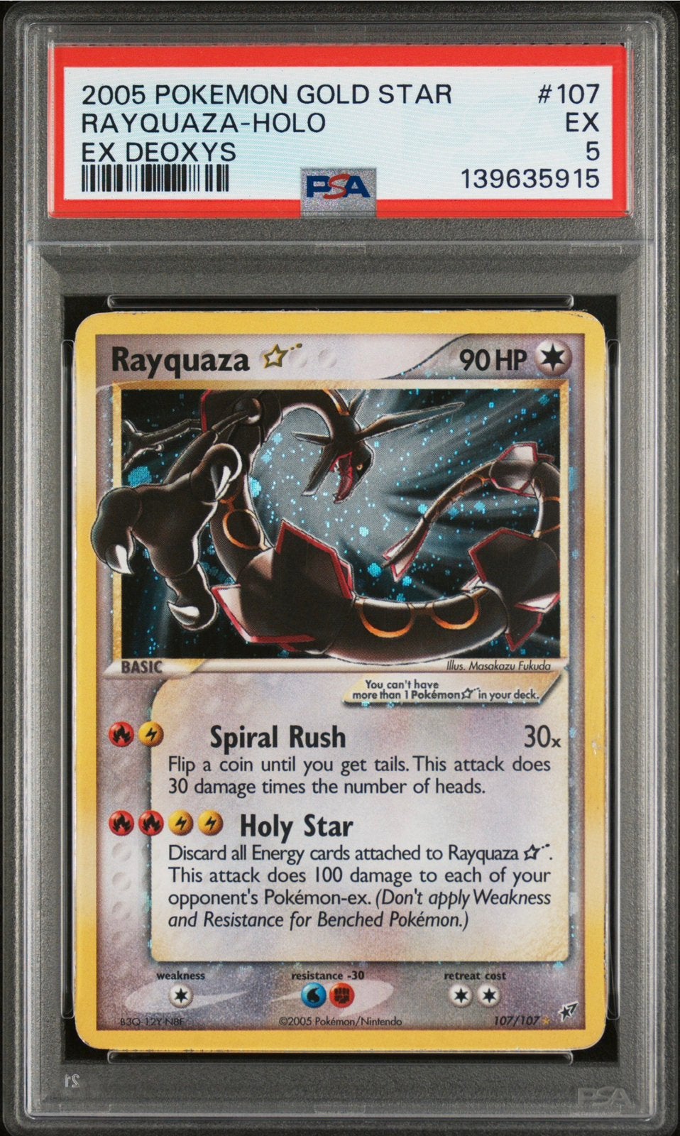 RAYQUAZA GOLD STAR | EX DEOXYS | 107/107 | PSA 5, Hobby en Vrije tijd, Verzamelkaartspellen | Pokémon, Ophalen, Zo goed als nieuw