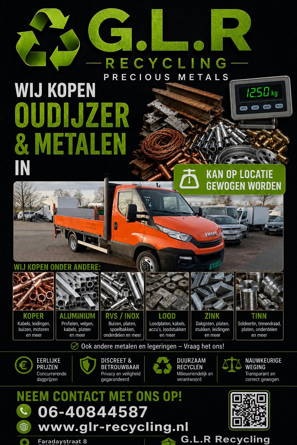 Wij kopen oudijzer en metalen, op locatie gewogen en betaald, Ophalen, ,, ., .