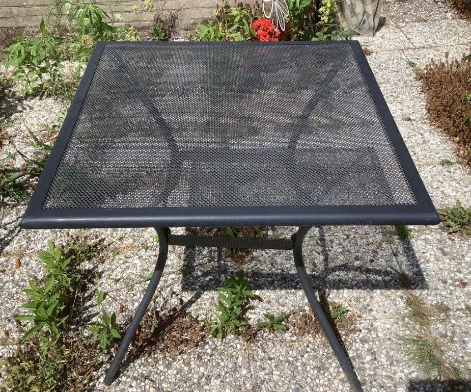 fijne solide tuintafel!, Ophalen, Gebruikt, Rechthoekig, Metaal