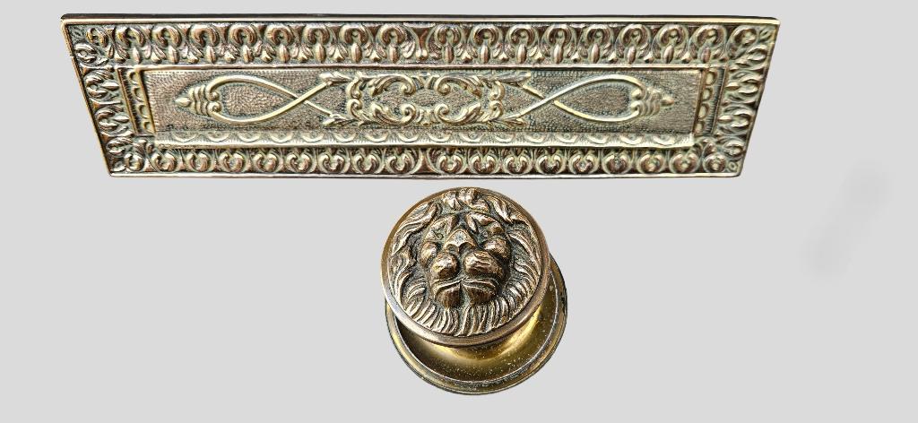Antieke Brievenbusklep en Leeuw deurknop, Ophalen of Verzenden