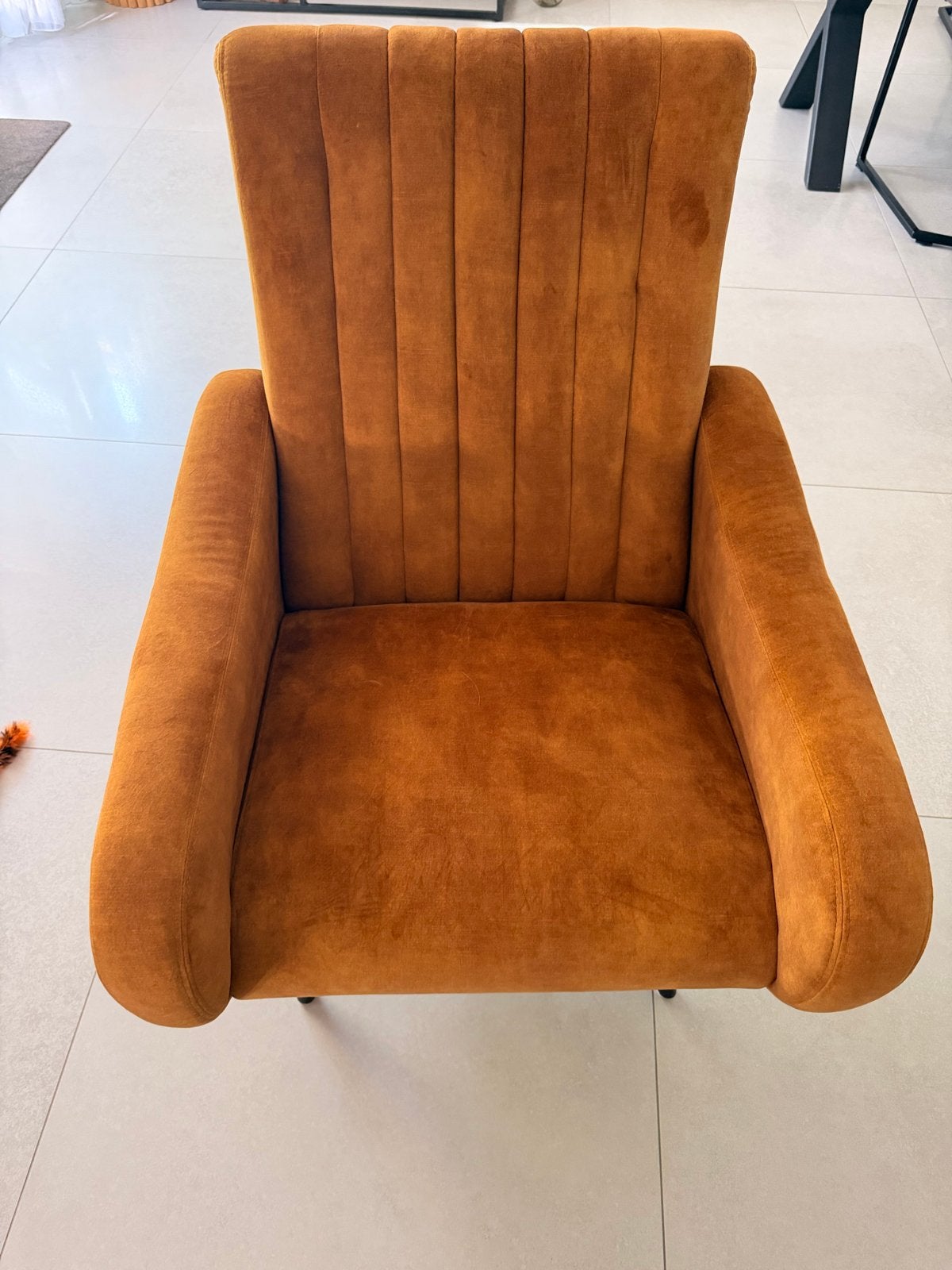 Comfortabele okergeel fauteuil - Zo goed als nieuw, Ophalen, 75 tot 100 cm, Zo goed als nieuw, Stof