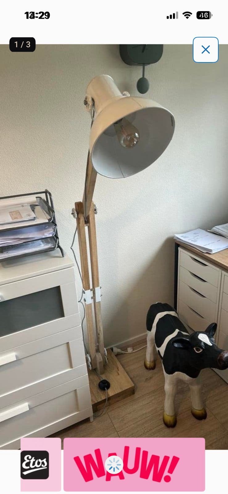 Mooie industriële vloerlamp van Karwei, Ophalen, Zo goed als nieuw, 150 tot 200 cm