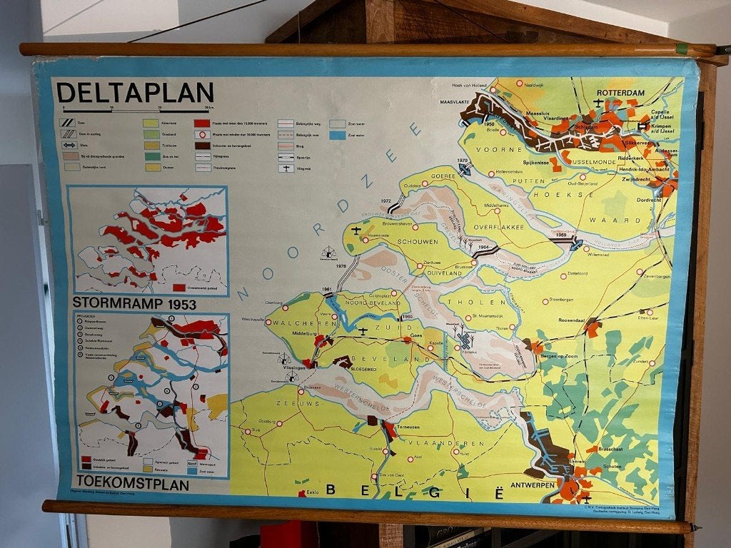 Deltaplan, Antiek en Kunst, Antiek | Schoolplaten, Ophalen of Verzenden, Aardrijkskunde