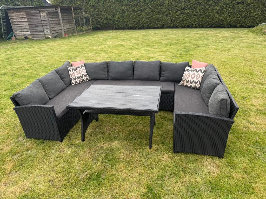 Leuke dining/loungeset !, Ophalen, Gebruikt, Wicker, Bank