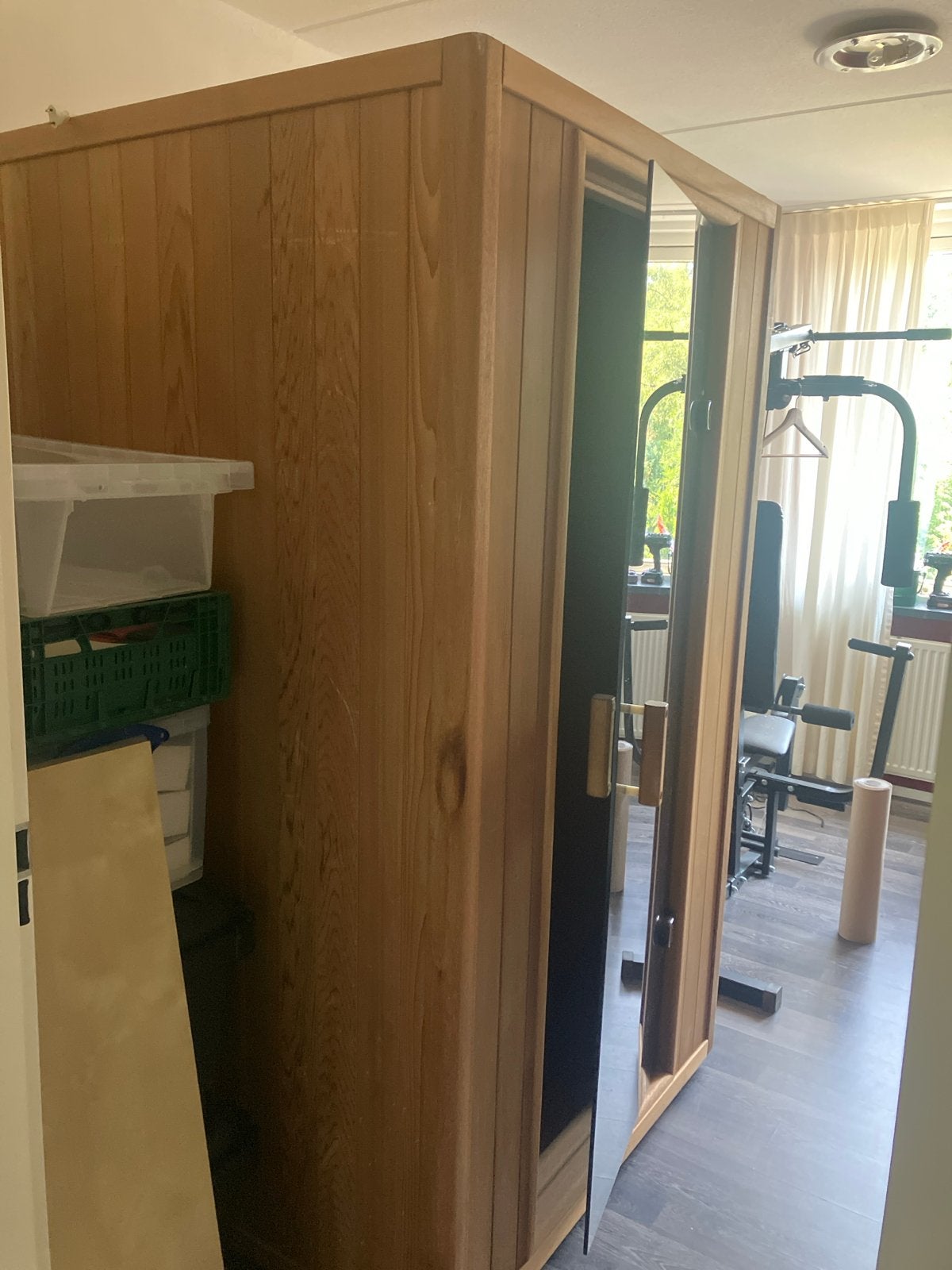 Mooie sauna 110x110x200 - perfecte staat, 220V, Sport en Fitness, Sauna, Ophalen of Verzenden, Zo goed als nieuw, Infrarood, Complete sauna