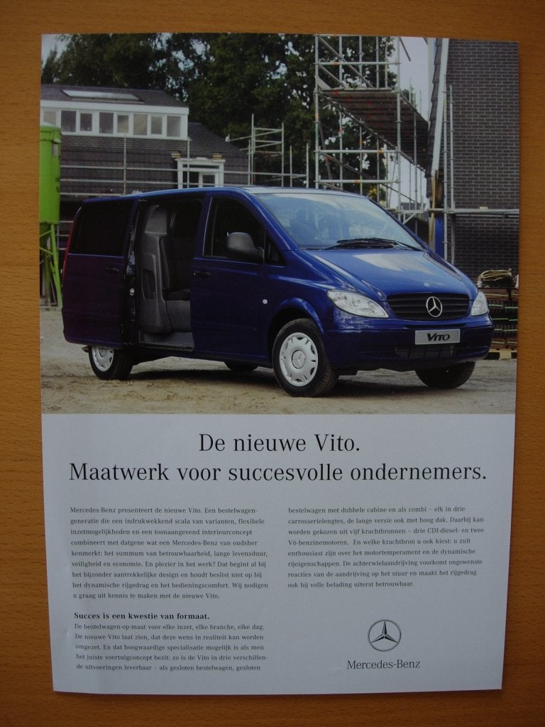 Mercedes Vito Brochure 2003, Zo goed als nieuw, Mercedes-Benz, Mercedes, Ophalen of Verzenden