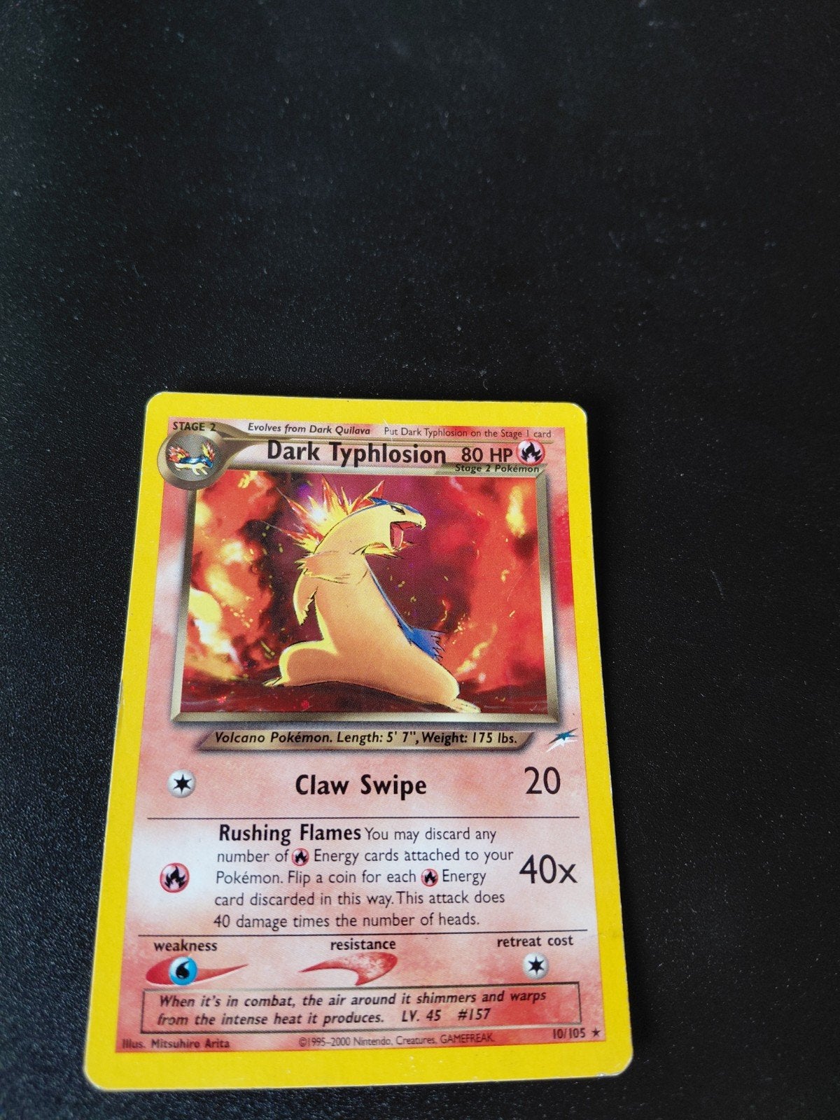 Dark Typhlosion Neo Destiny 10/105 Pokémon Kaart, Ophalen of Verzenden, Gebruikt, Losse kaart, Foil