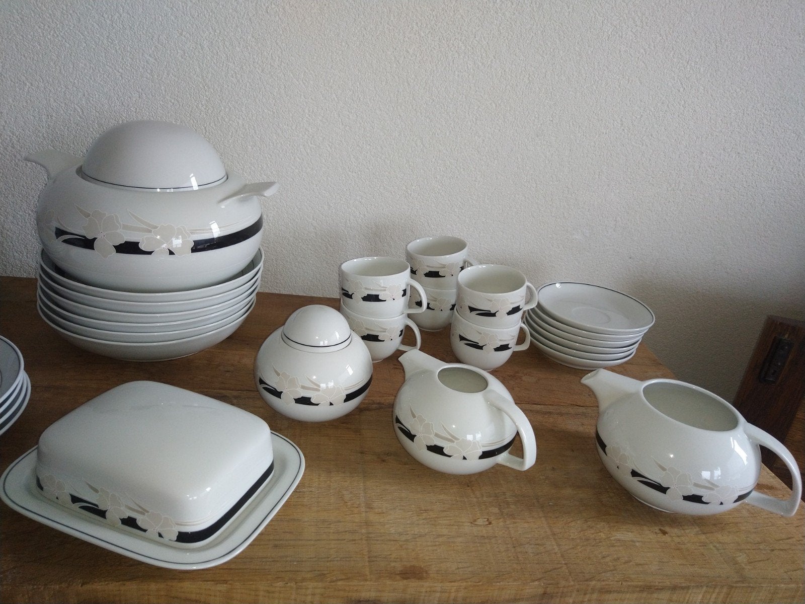 Scherzer Bavaria Germany Servies Wit met Zwart/Grijs Design, Ophalen, Overige merken, Zo goed als nieuw, Modern