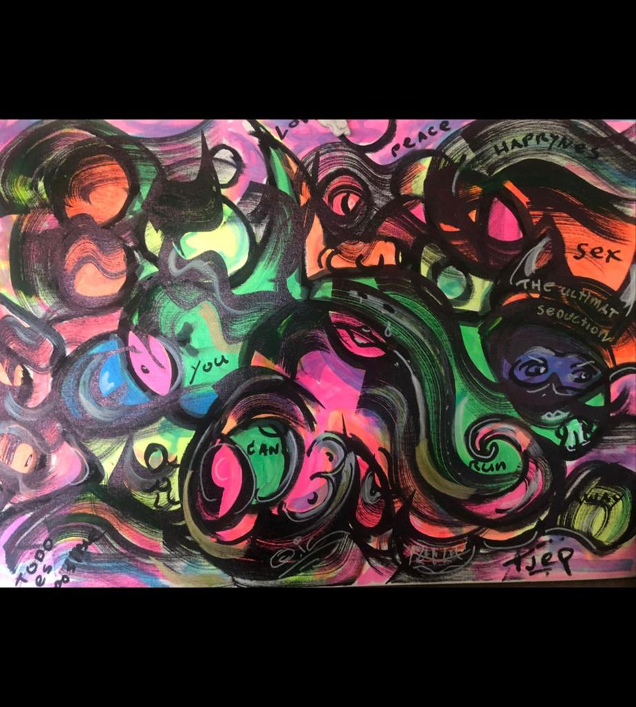 60 x 80 cm – €295
Rauw. Verleidelijk. Pure chaos met neon vi, Ophalen of Verzenden
