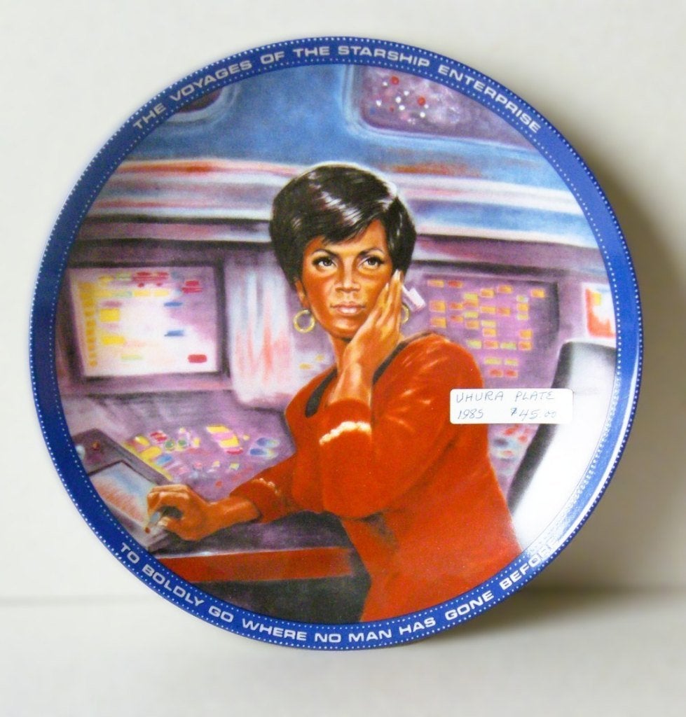 Sierbord Star Trek Uhura 1985, Ophalen of Verzenden, Zo goed als nieuw, Tv, Beeldje, Replica of Model