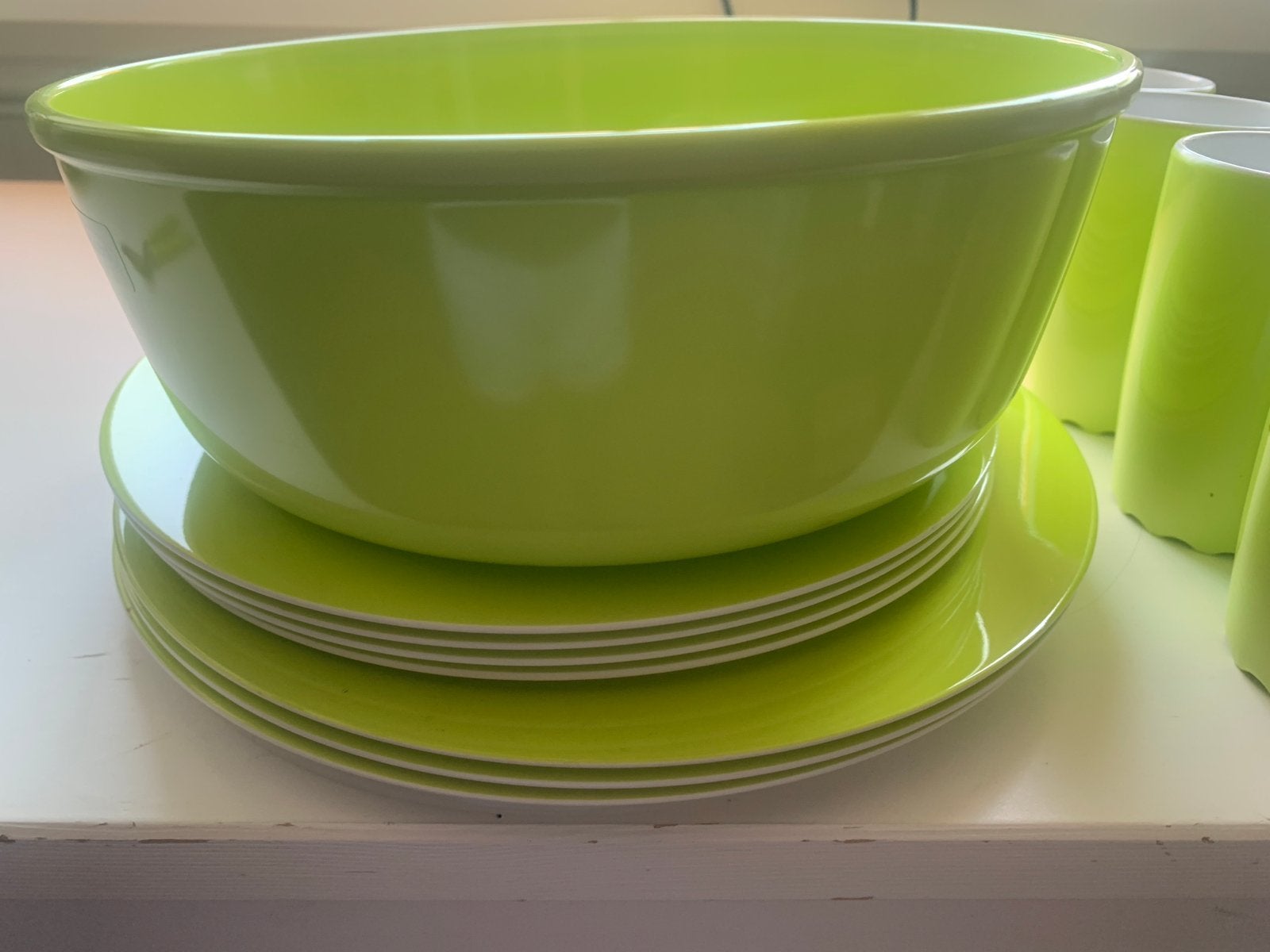 Camping servies: saladeschaal, soepkommen, koffiebekers, bo, Ophalen, Kunststof, Gebruikt, Overige stijlen