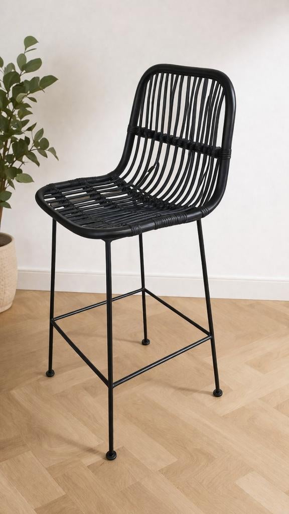 Bamboe barkruk, Huis en Inrichting, Barkrukken, 3 krukken, Ophalen, Zo goed als nieuw, 60 tot 90 cm