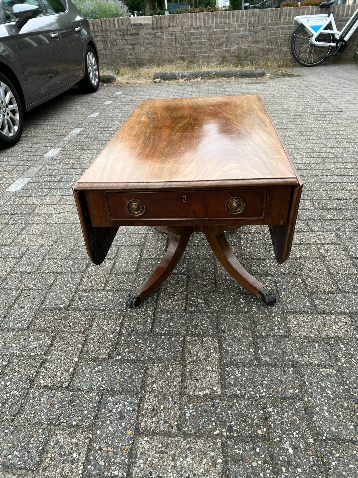Antieke Mahonie Gateleg Tafel met Lade, Antiek en Kunst, Ophalen