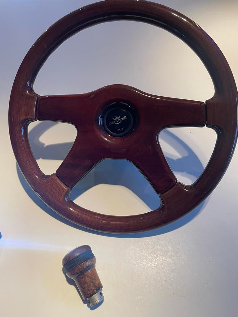 Houten Stuurwiel en Pookknop Set - Klassieke Look, Auto-onderdelen, Besturing, Ophalen, Gebruikt, Universele onderdelen