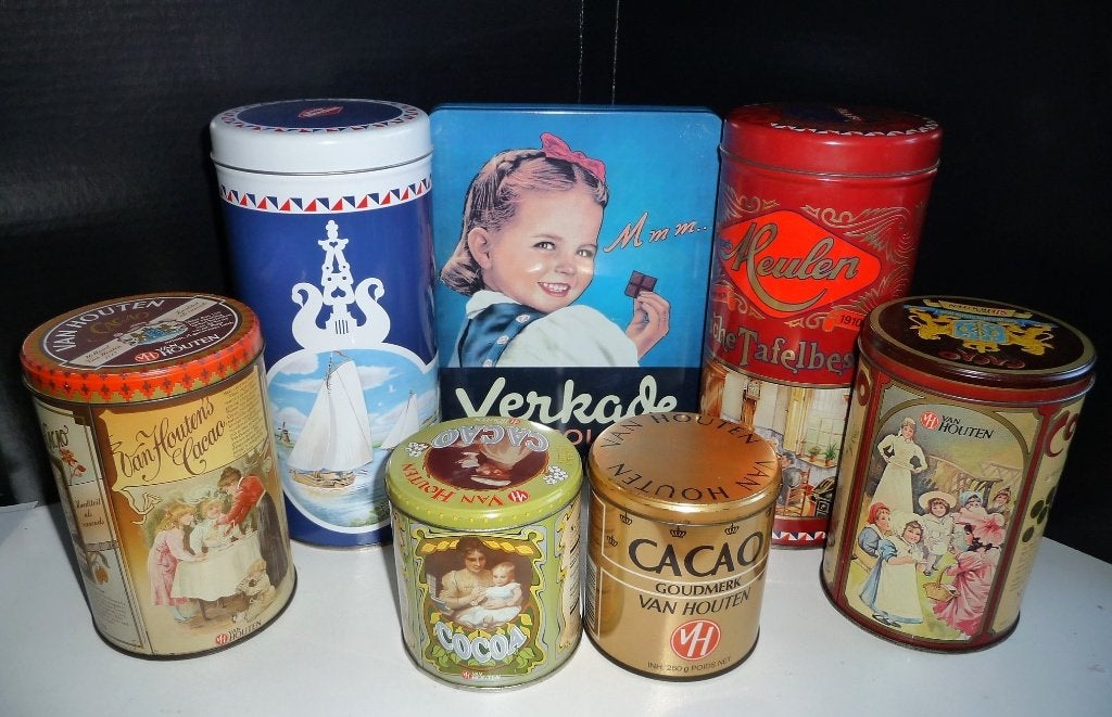 COLLECTIE 11 BLIKKEN 4 V HOUTEN, VERKADE EN DIVERSE OUD, Verzenden, Gebruikt, Koek(jes), Verkade