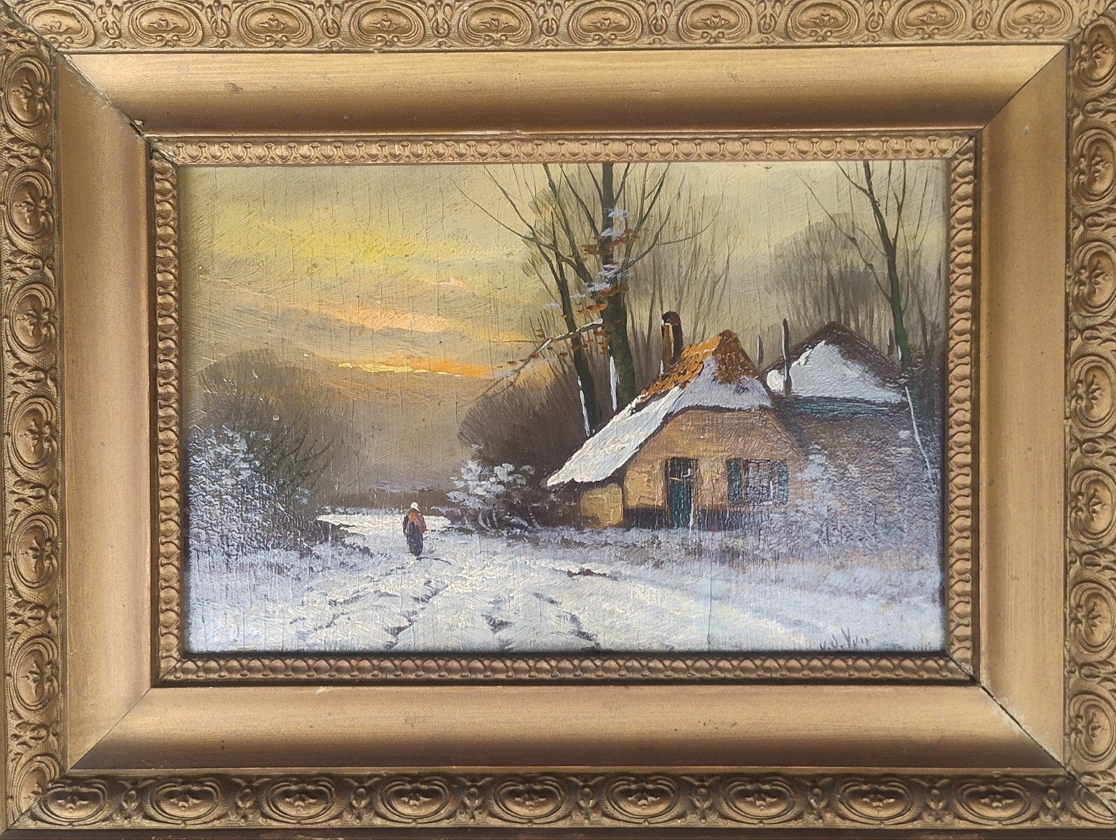 Winterlandschap toegeschreven aan W. v.d. Ven (1898-1958), Ophalen of Verzenden