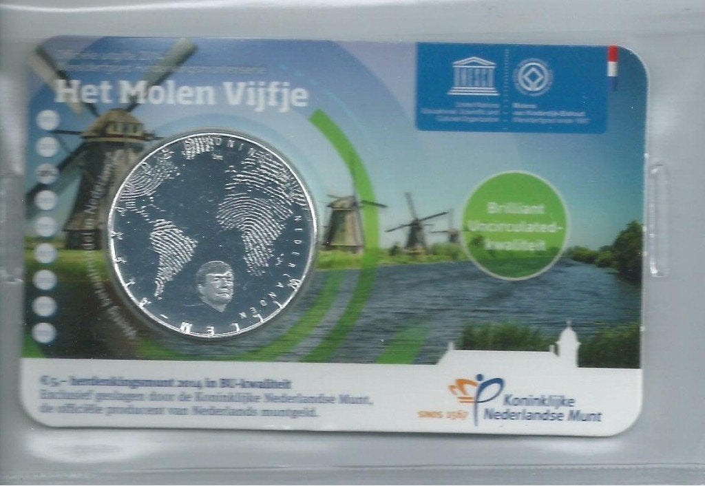 5 Euro 2014 Molen vijfje BU kwaliteir, Postzegels en Munten, Munten | Nederland, Ophalen of Verzenden, Koningin Beatrix, Euro's