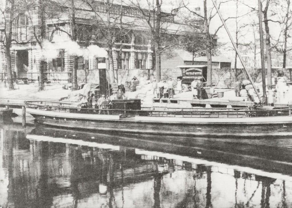 Utrecht Stoomschuit Estafette IV met huifkar Foto 23-16 cm, Ophalen of Verzenden, Voor 1920, Ongelopen, Utrecht