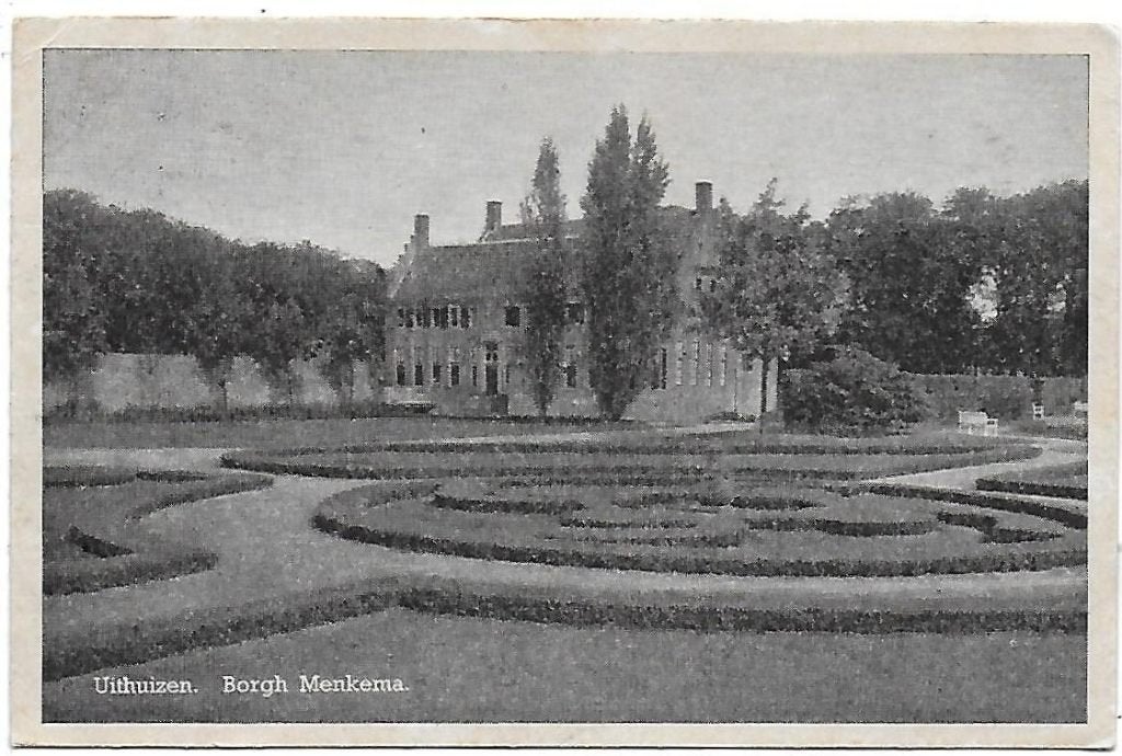 Uithuizen borgh menkema oude gelopen ansichtkaart ( a2036, Ophalen of Verzenden, 1940 tot 1960, Gelopen