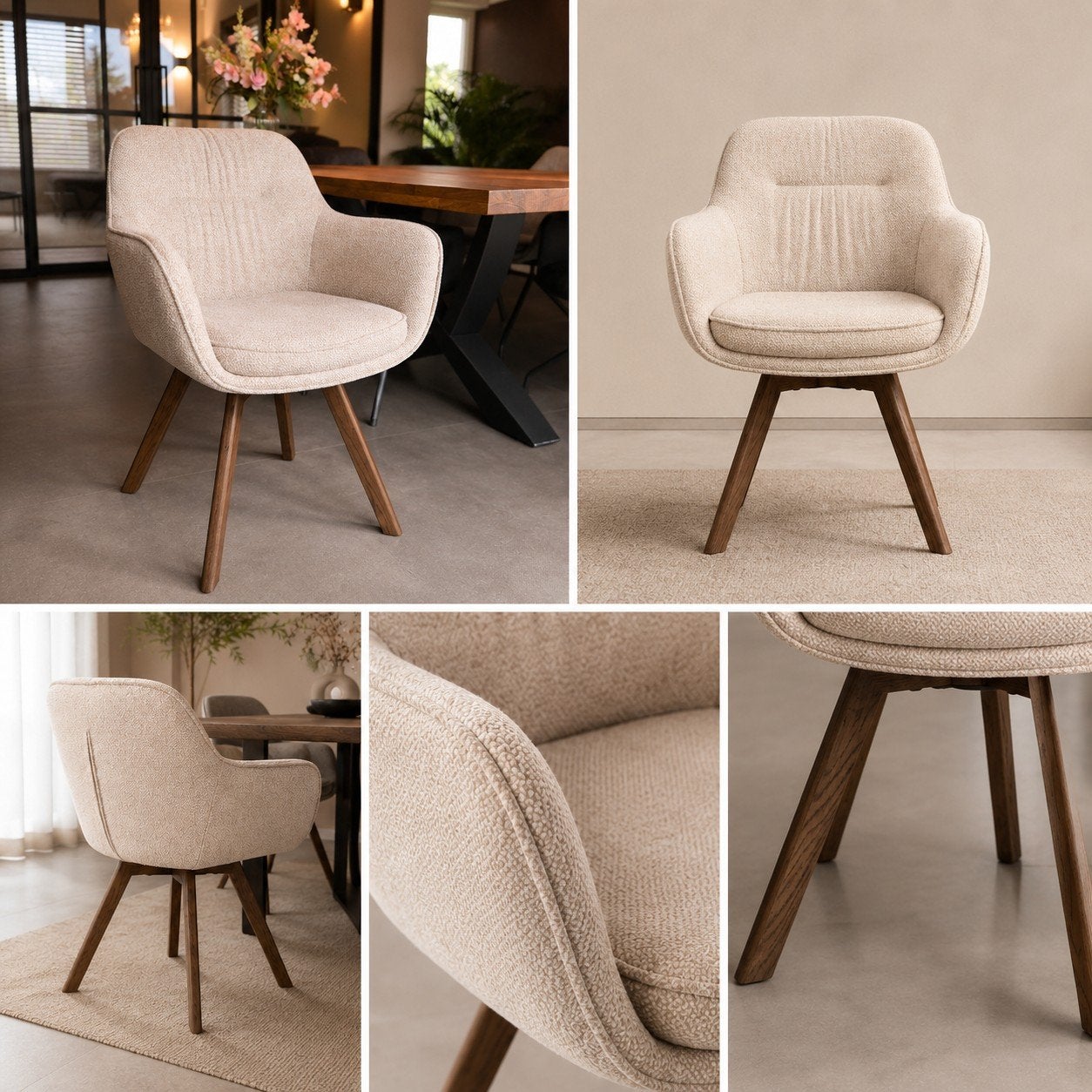 Teddy eetkamerstoel draaibaar beige | Nieuw | Vanaf €90,-, Wit, Onbekend, Nieuw, Ophalen of Verzenden