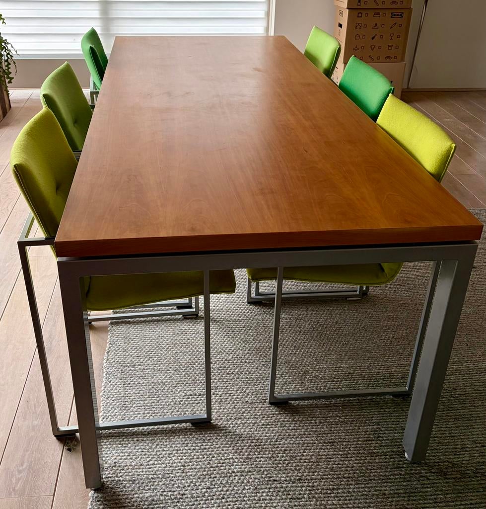 Eetkamerset Arco tafel + 6 Frame stoelen, Huis en Inrichting, Tafels | Eettafels, Ophalen, Gebruikt, Modern, strak, tijdloos, 200 cm of meer