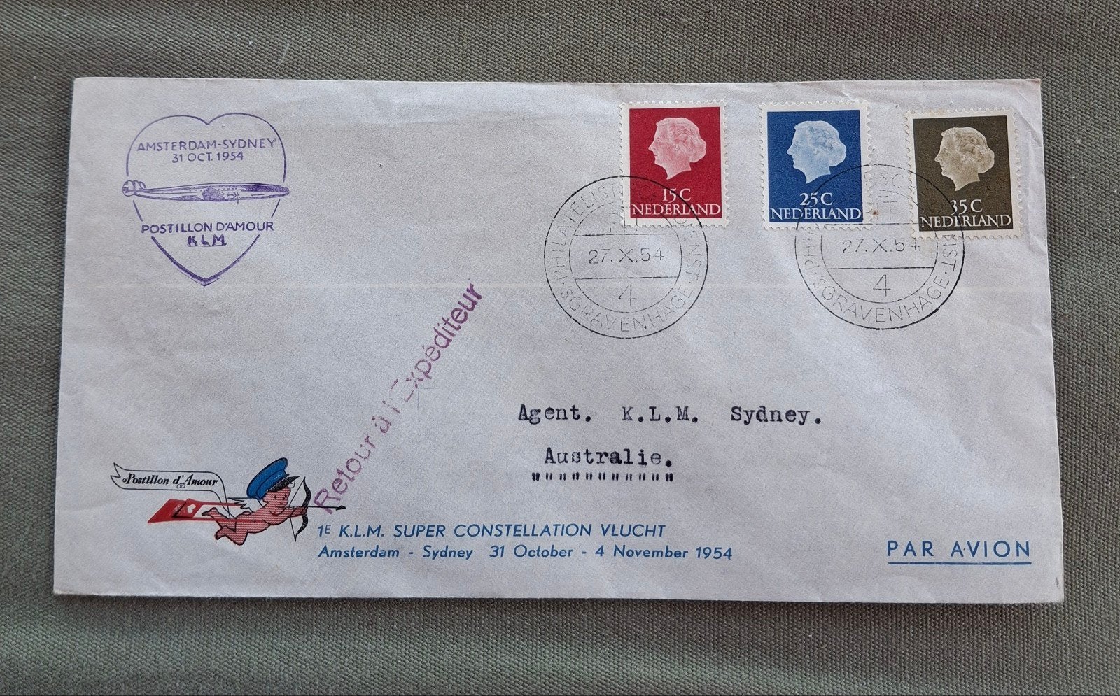 KLM 1e Super Constellation vlucht D' Amour Amsterdam-Sydney, Verzenden, Nederland